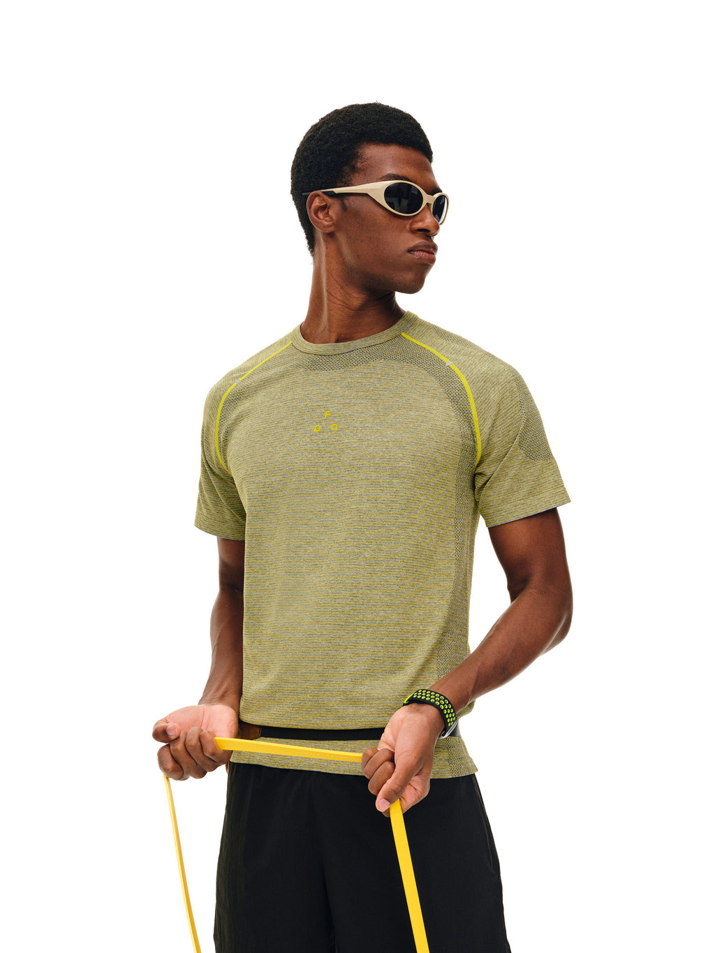 FPA Seamless Knit Color-Block Striped Short Sleeve T-Shirt, 2026 Summer New Round Neck Regular Fit Athletic Fitness Tee for Men