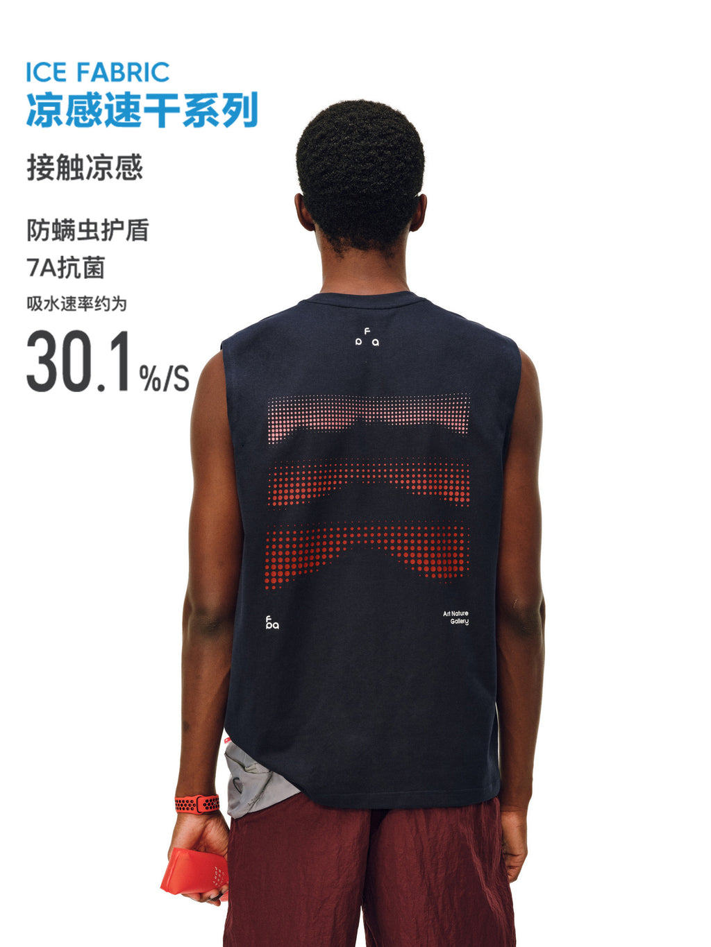 FPA7A Antibacterial Quick-Dry Anti-Mite Sleeveless Vest - Summer Outdoor Sports Round Neck Fitness Tank Top