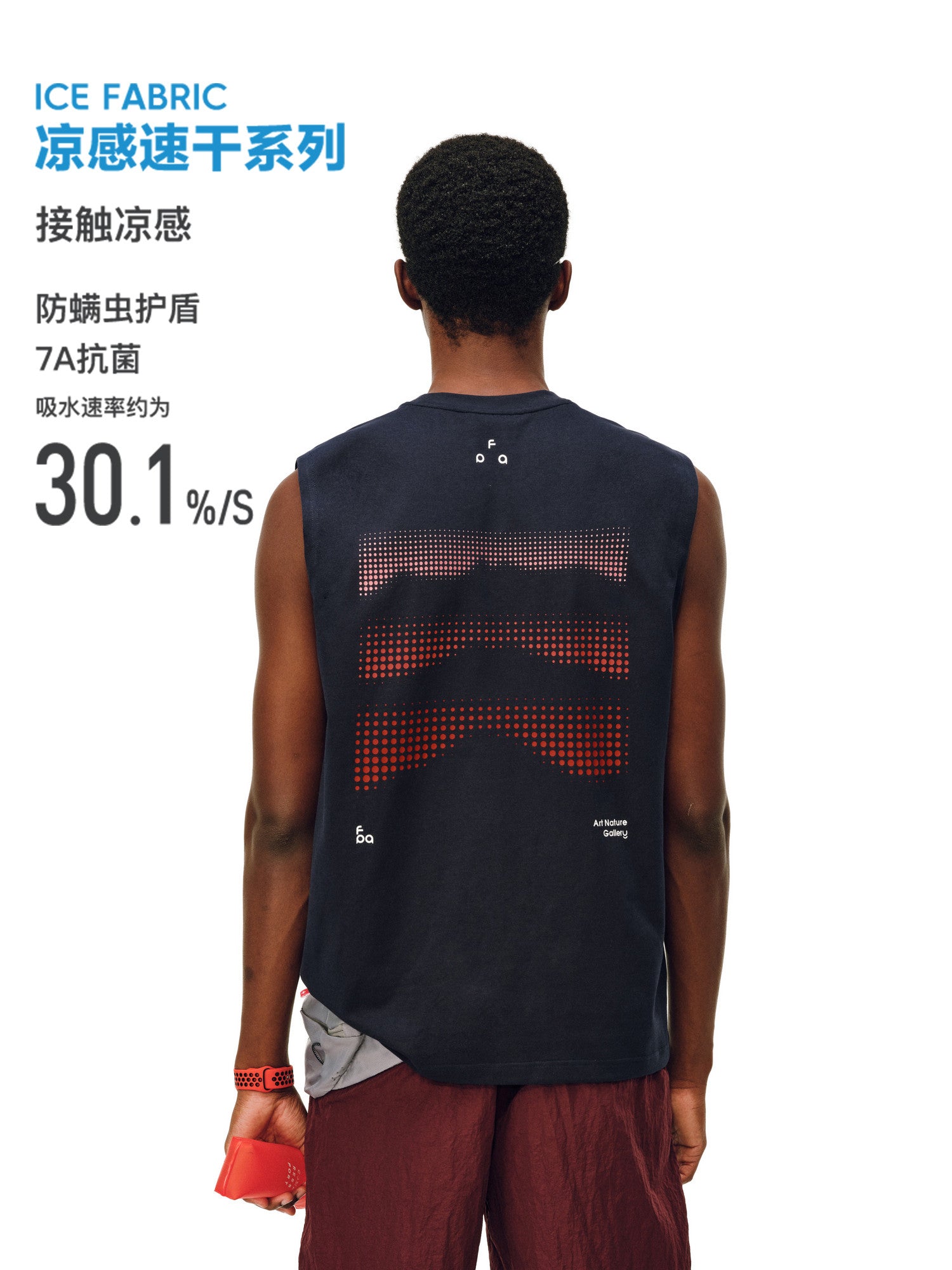 FPA7A Antibacterial Quick-Dry Anti-Mite Sleeveless Vest - Summer Outdoor Sports Round Neck Fitness Tank Top