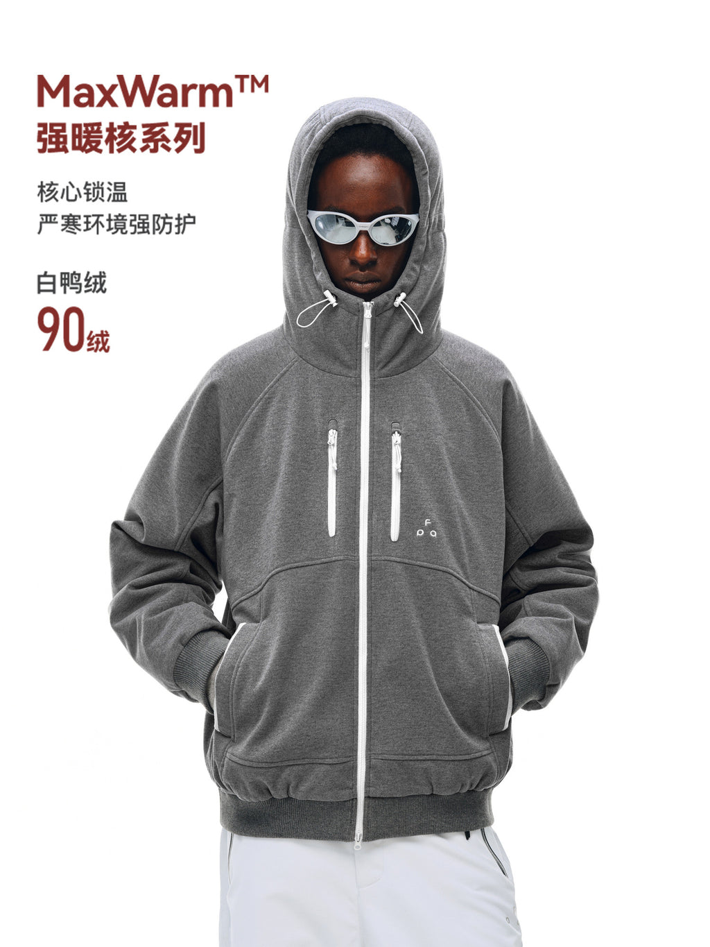 FPA 90% White Duck Down Wool-Blend Warm Coat – Men's Outdoor Casual Retro Hooded Down Jacket for Fall/Winter