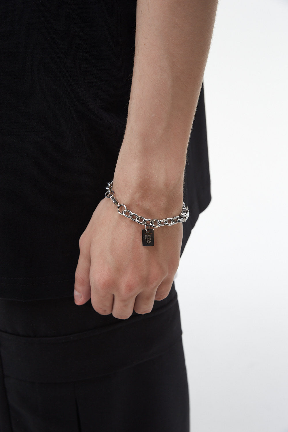 FPA (VENGETICE) Glossy Tag Pendant Chain Bracelet Hip-Hop Streetwear for Men