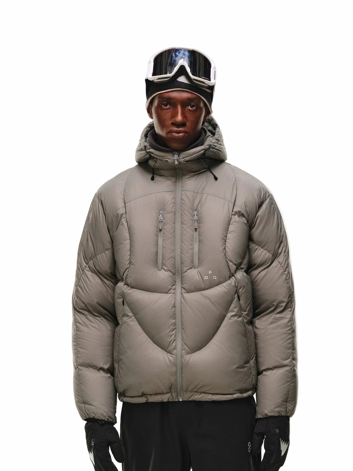 FPA Double-Zip Curved Seam Hooded Matte Down Jacket – Winter Sports Premium Warmth