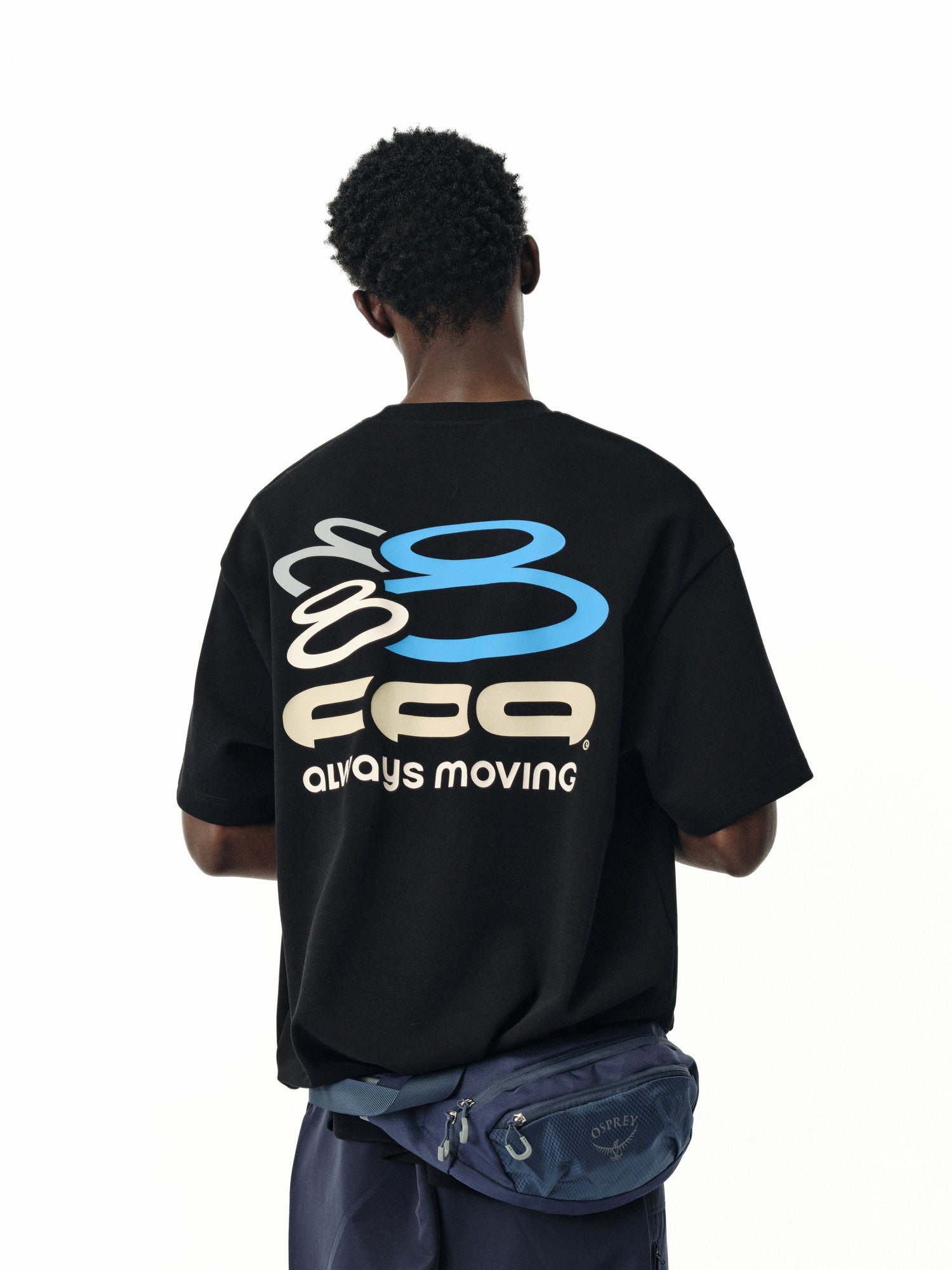 FPA Colorful Logo Short Sleeve T-Shirt - Chinese Streetwear Trend, Heavyweight, Loose Fit, Summer, Crew Neck, Couple Style, Black