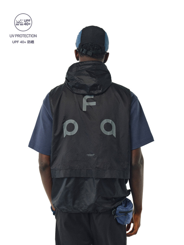 FPA Sports UPF40+ Lightweight Hooded Vest - Chinese Streetwear Summer American Style Thin Sleeveless Jacket for Men