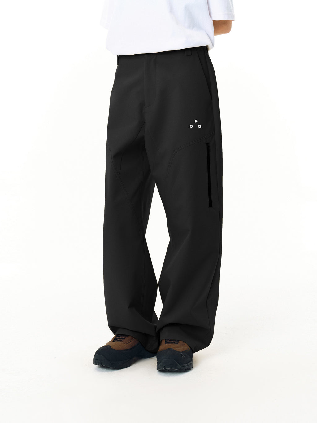 FPA Waterproof Softshell Outdoor Casual Pants – Chinese Streetwear Trend Loose Straight-Leg Sports Black Long Pants