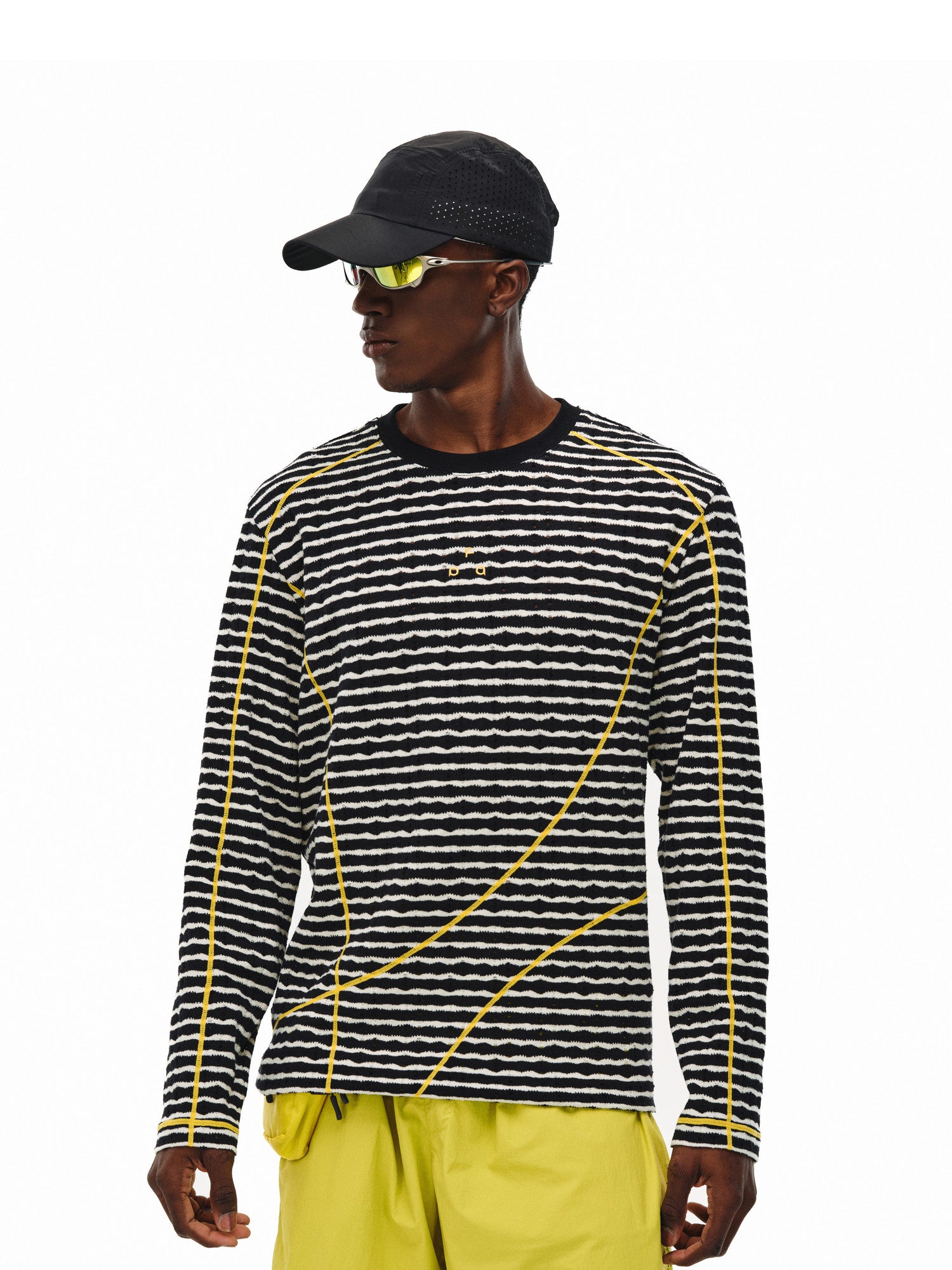 FPA Color-Block Striped Long-Sleeve Tee with Distressed Details - 2026 New Spring/Autumn Round Neck Chinese Streetwear Style
