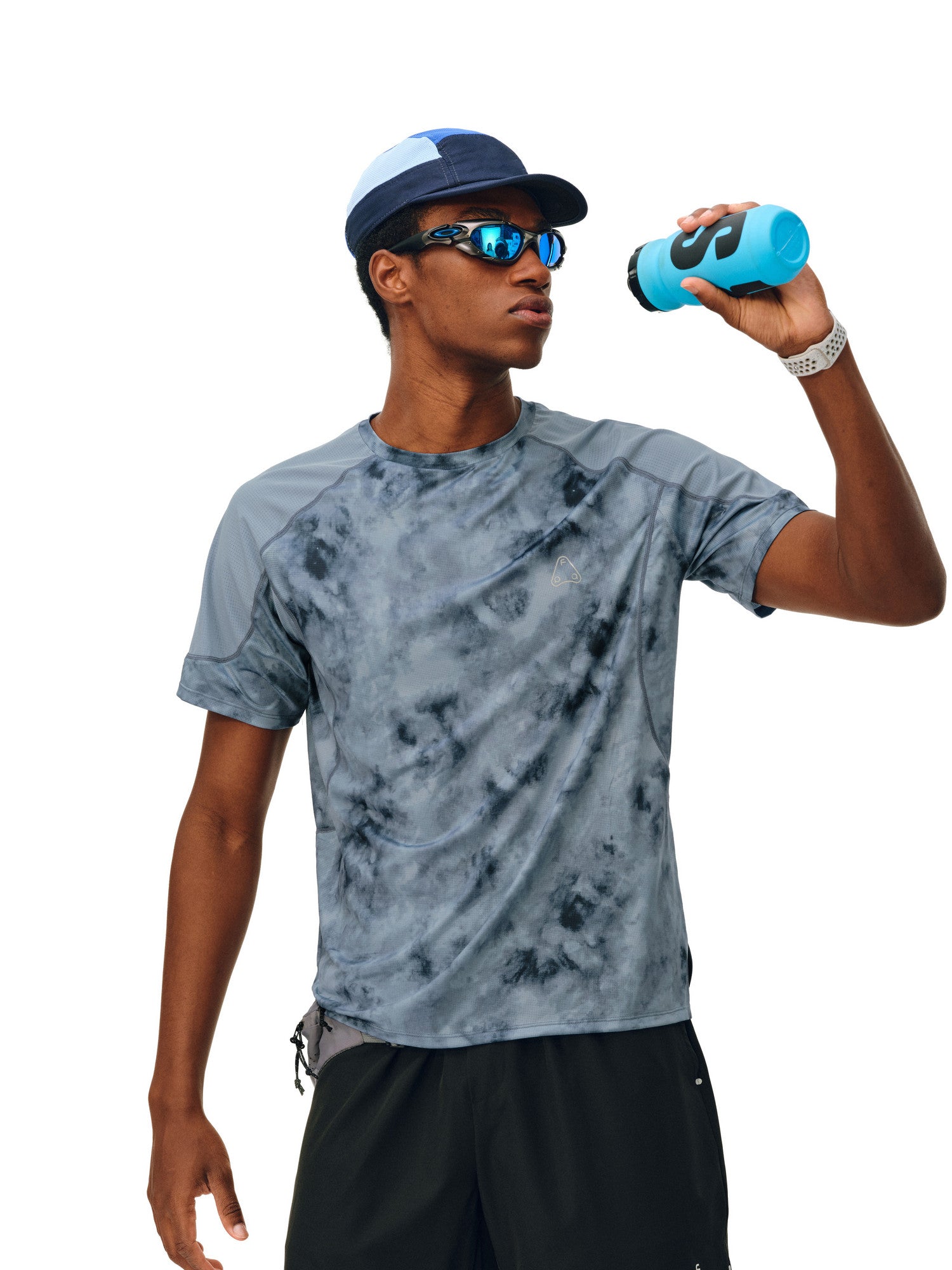 FPA Breathable Tie-Dye Paneled Quick-Dry Short Sleeve T-Shirt for Outdoor Sports, Lightweight Running & Fitness, Premium Minimalist Style for Men