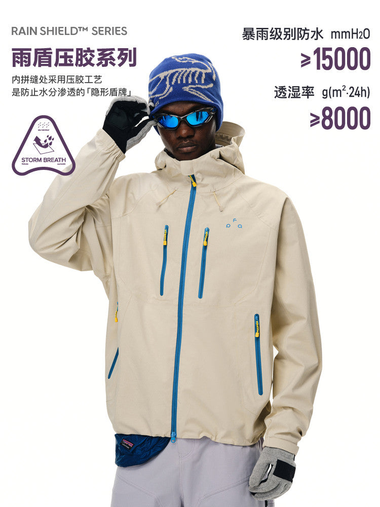 FPA Double-Zip Fully Taped Seams Rain Shield Jacket Outdoor Sports Three-Proof Mountaineering Clothes Coat