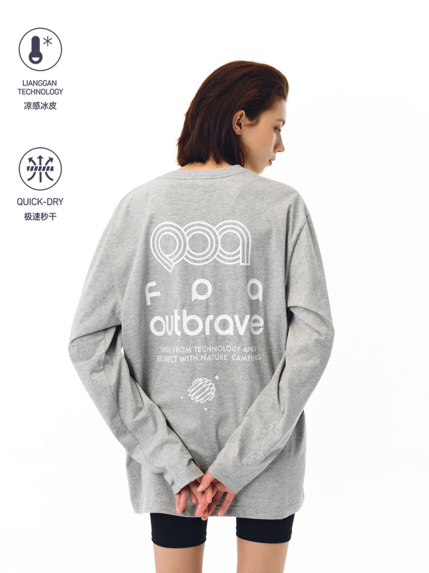 FPA Ice-Feel Quick-Dry Printed Lightweight Long-Sleeve T-Shirt – Spring/Summer Chinese Streetwear Trend, Loose-Fit Couple Style in Gray