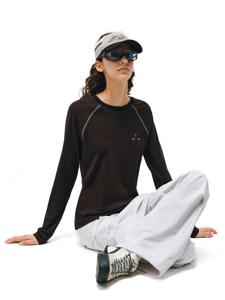 FPA Cotton Small Logo Basic Long Sleeve Tee 2026 New Outdoor Sports Crew Neck Spring/Fall Casual T-Shirt for Women