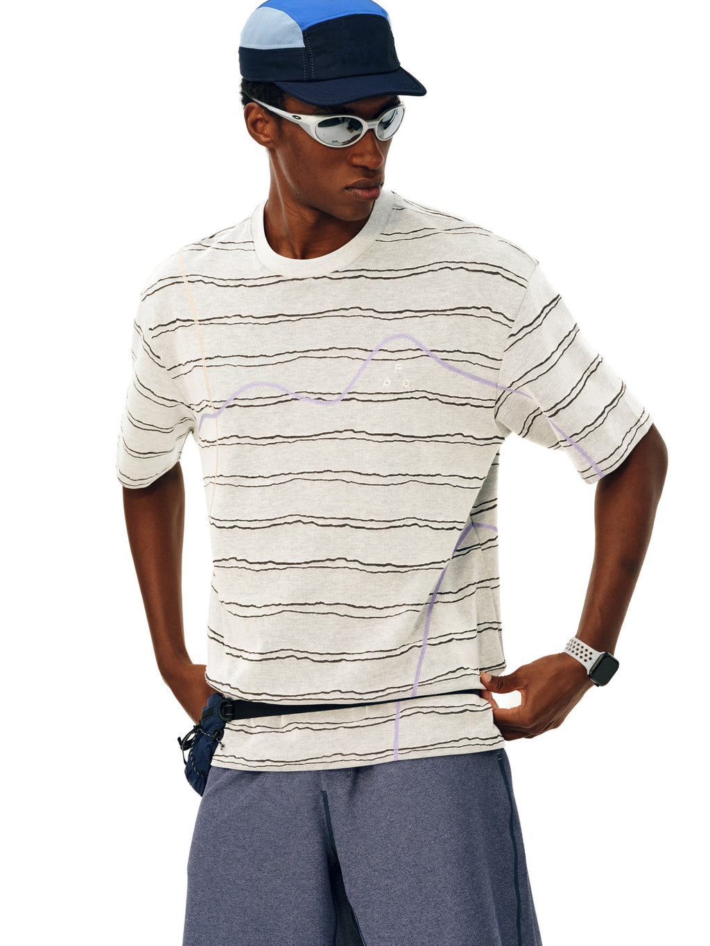 FPA Two-Tone Burnout Stripe Short Sleeve T-Shirt 2026 New Summer Round Neck Casual Contrast Color Couple T-Shirt for Men