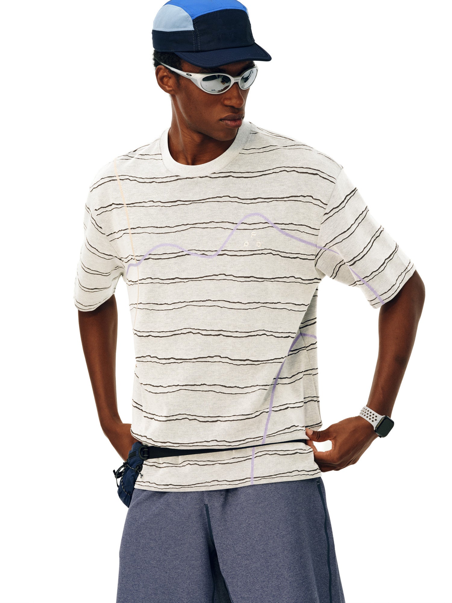 FPA Two-Tone Burnout Stripe Short Sleeve T-Shirt 2026 New Summer Round Neck Casual Contrast Color Couple T-Shirt for Men