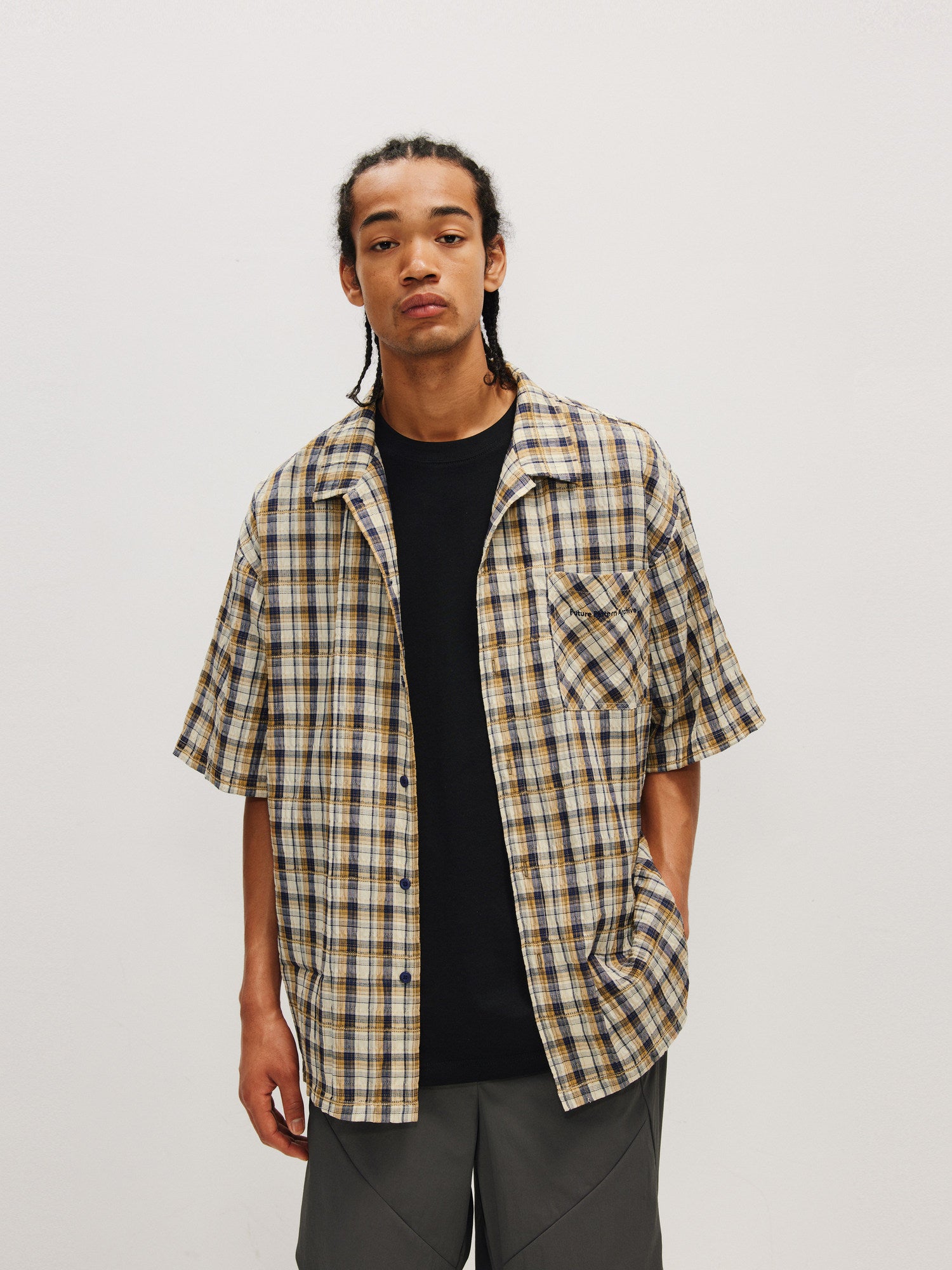 FPA Plaid Cuban Short-Sleeve Shirt – American Retro Streetwear Summer Loose-Fit Casual Shirt for Men