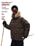 FPA Hooded Checkered Quilted Bread Down Jacket Winter Warm Fur Collar Retro Couple Outdoor Coat for Men