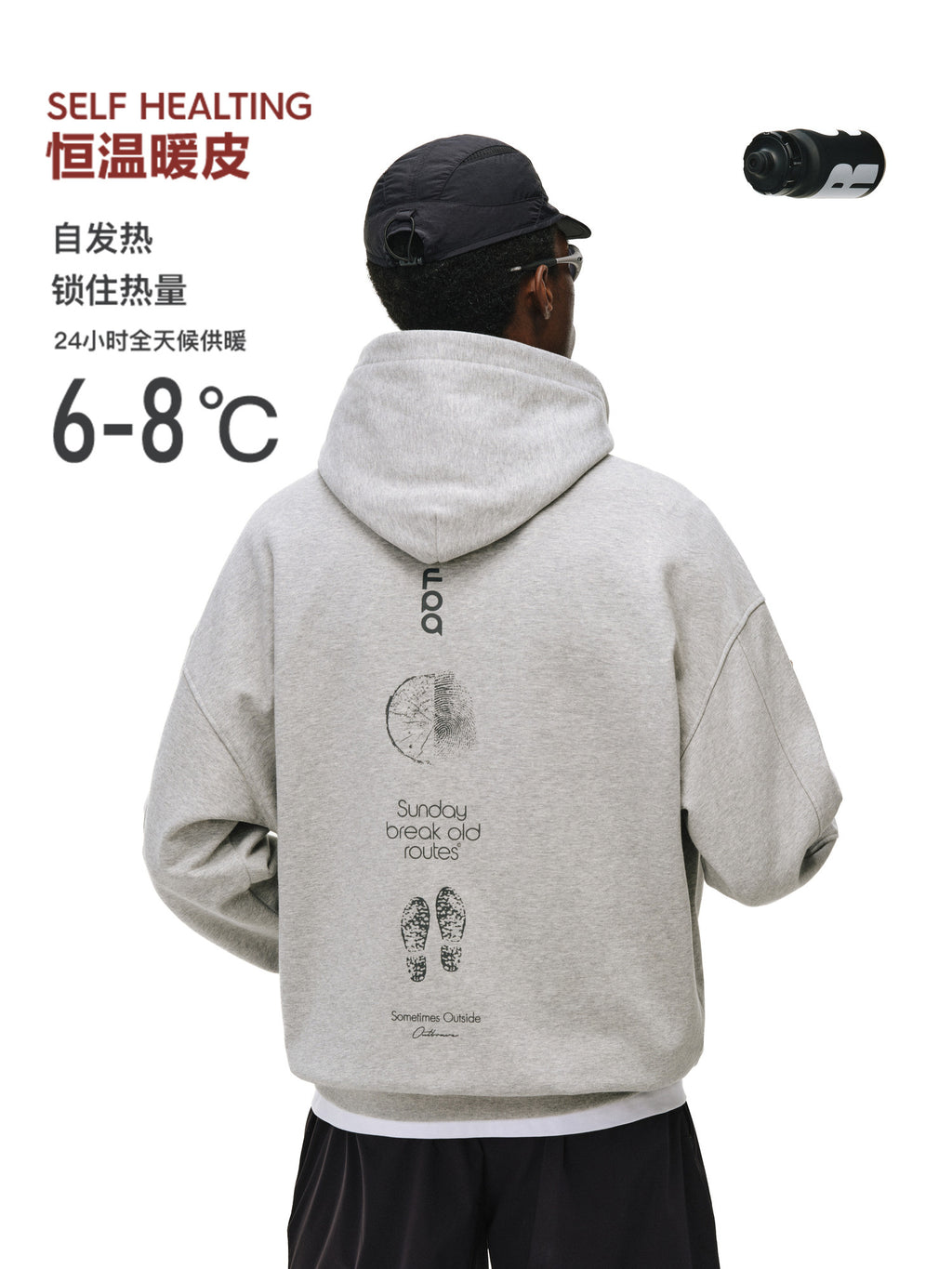 FPA Natural Elements Logo Hoodie for Men and Women – Heavyweight Pullover with Letter Print, Autumn Casual Streetwear