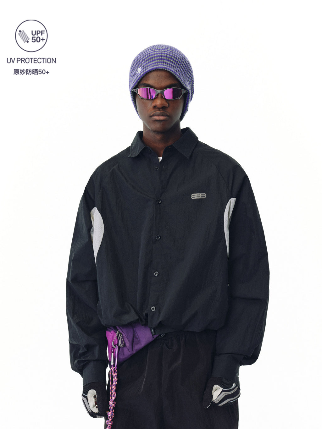 FPA Outdoor Lightweight Sun-Protection Laser-Cut Long-Sleeve Shirt, Chinese Streetwear Design Loose Casual Shirt Jacket