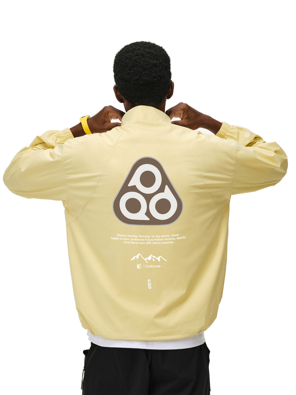 FPA Brand Triangle Logo Zip-Up Sports Jacket for Men – Spring/Fall Stand Collar Printed Lightweight Outdoor Coat