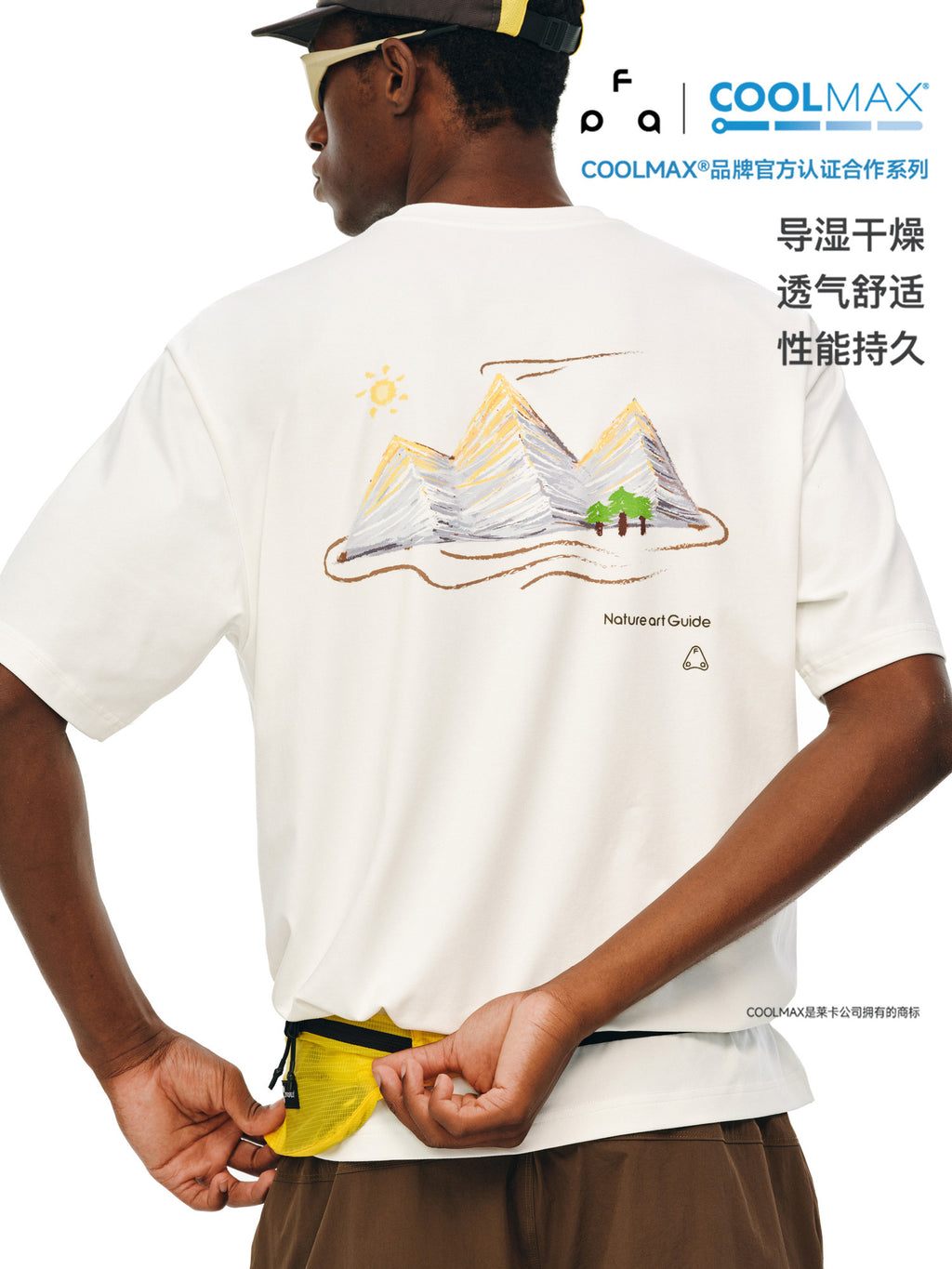 FPA COOLMAX Lyocell Mountain Print Short Sleeve T-Shirt for Men - Summer Cooling Breathable Crew Neck Athletic Tee
