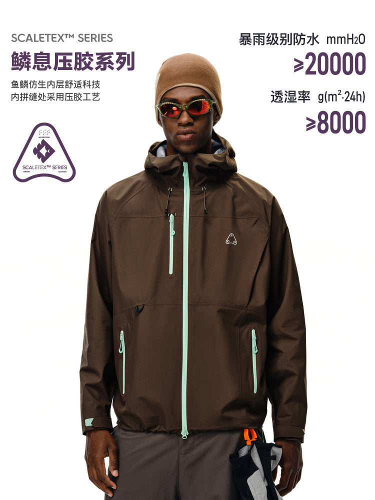FPA Color-Block Multi-Pocket 3L Hardshell Jacket with Seam-Sealed Construction for Outdoor Sports, Hiking, and Mountaineering
