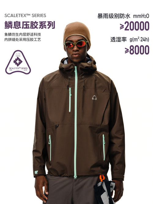 FPA Color-Block Multi-Pocket 3L Hardshell Jacket with Seam-Sealed Construction for Outdoor Sports, Hiking, and Mountaineering