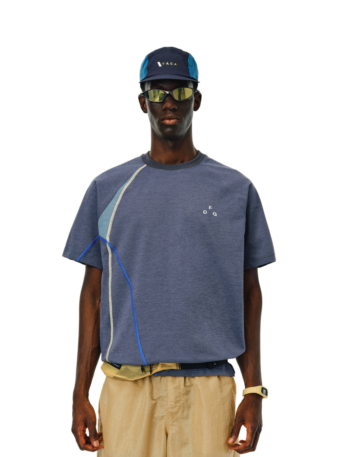 FPA Color-Block Stretch Cationic Sports Short Sleeve Summer Patchwork Round Neck Casual Minimalist Streetwear Trend T-Shirt