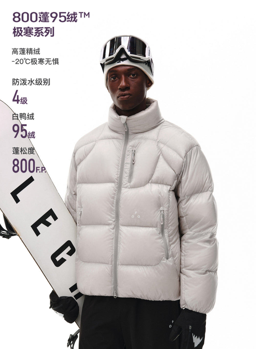 FPA 800FP 95% White Duck Down Aurora Structured Stand Collar Down Jacket – Winter Heavyweight Couple's Down Coat