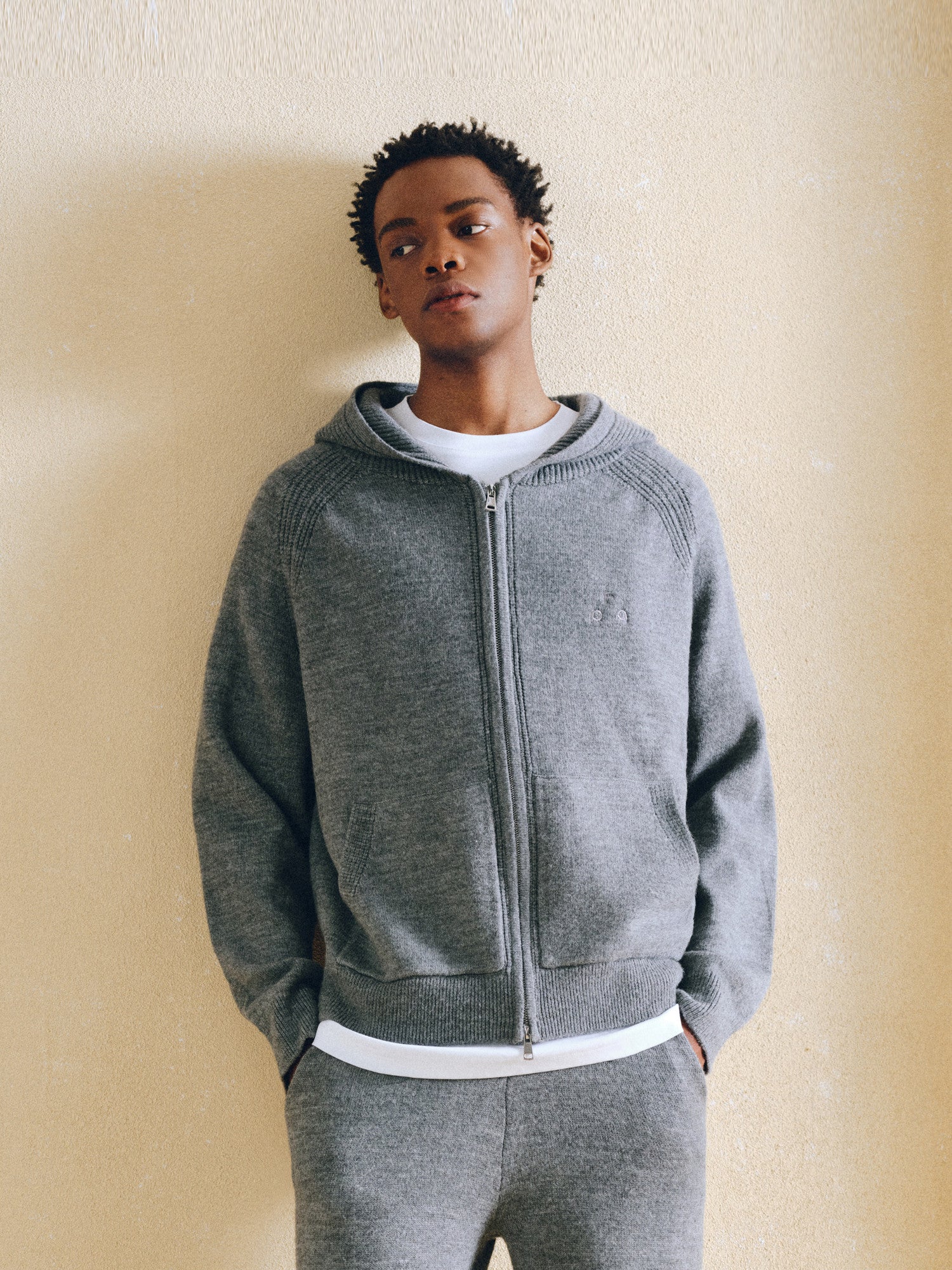 FPA Merino Wool Anti-Pilling Zip-Up Hooded Cardigan Sweater Retro Athletic Casual Knit Jacket