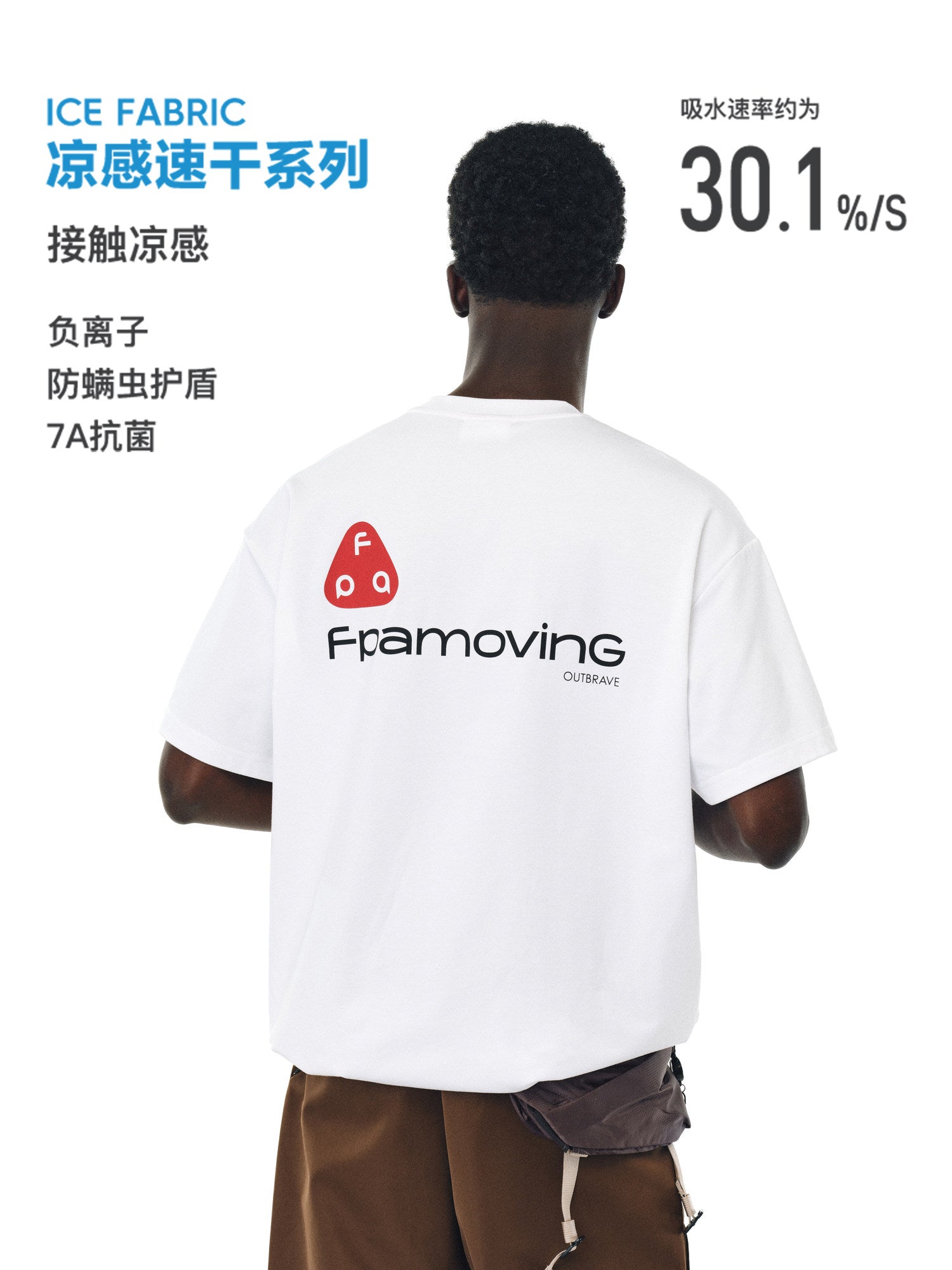 FPA Brand Logo Short Sleeve Quick-Dry T-Shirt, Chinese Streetwear Summer Cooling Casual Round Neck Couple White Tee