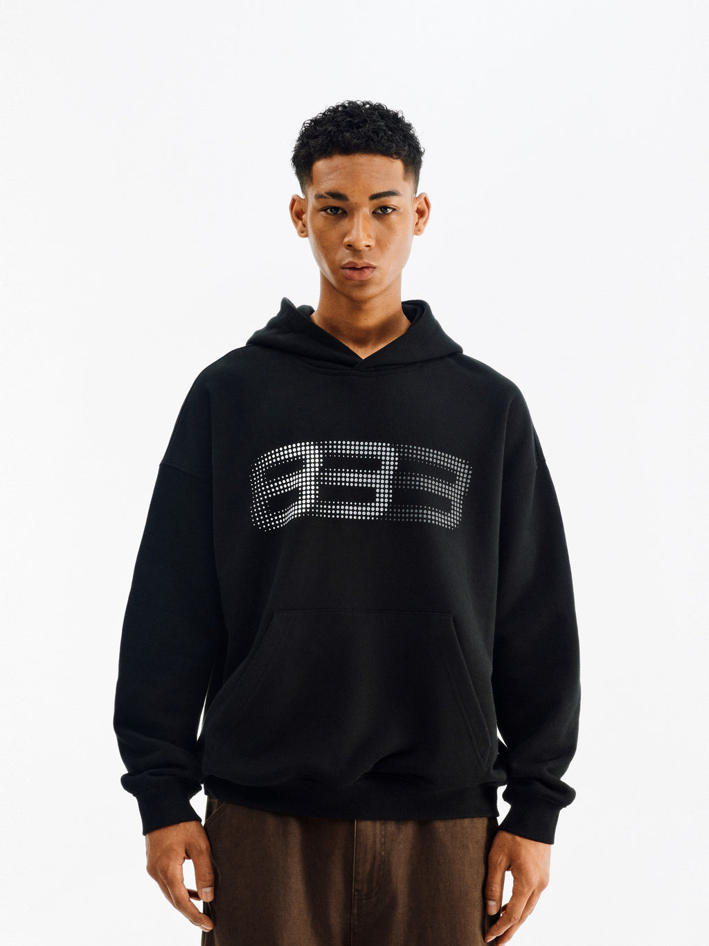 FPA Spectrum Logo Phantom 8 Hoodie - American Retro Heavyweight Black Pullover Hooded Sweatshirt for Men