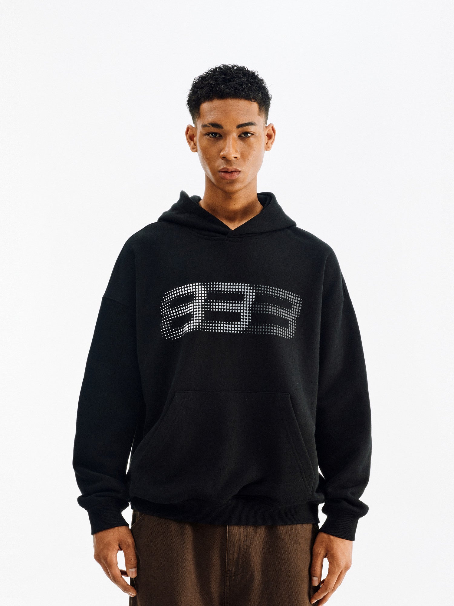 FPA Spectrum Logo Phantom 8 Hoodie - American Retro Heavyweight Black Pullover Hooded Sweatshirt for Men