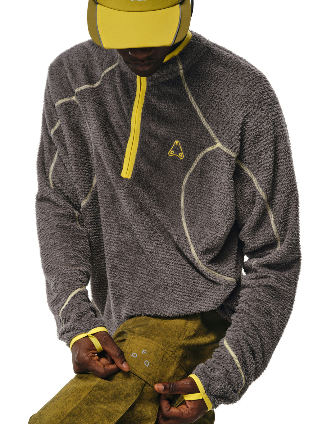 FPA Half-Zip Fleece Outdoor Long-Sleeve Shirt for Spring and Autumn, American Casual Sporty Retro Design Tee