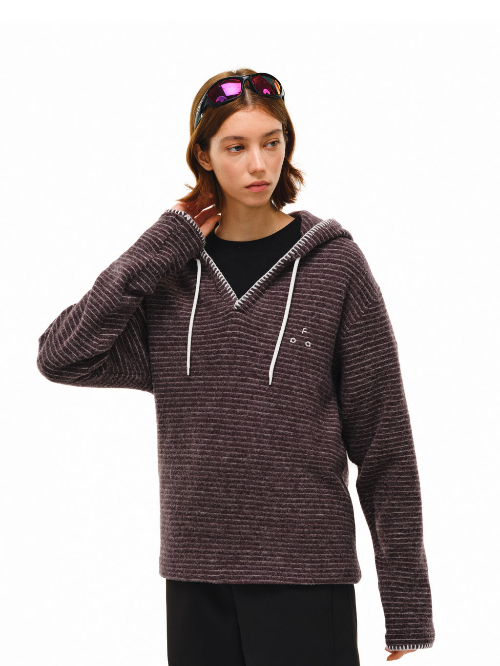 FPA Henry Collar Stripe Hoodie Spring Retro Casual V-Neck Unisex Couple Sweatshirt for Men