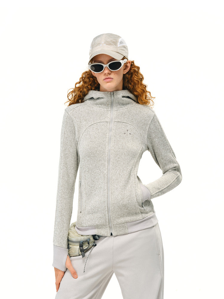 FPA Slim Fit Outdoor Thermal Fleece Zip-Up Jacket – Chinese Street Style Casual Hooded Short Coat for Women