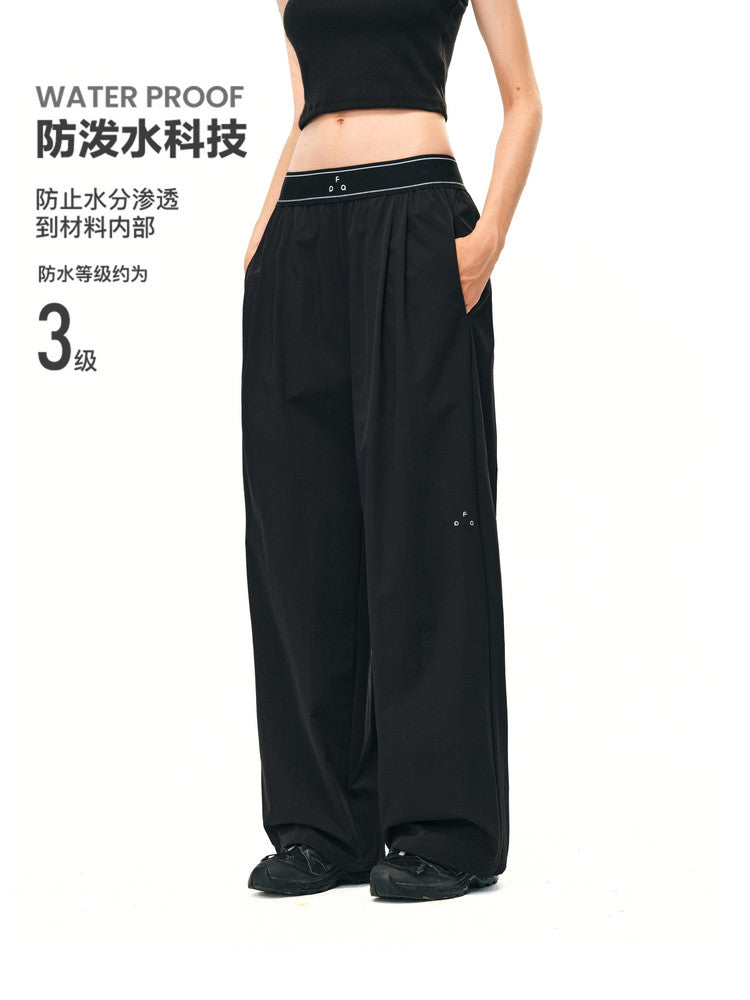 FPA High-Waist Stretch Logo Webbing Quick-Dry Trousers for Women, Chinese Street Style Summer Versatile Outdoor Sports Casual Pants