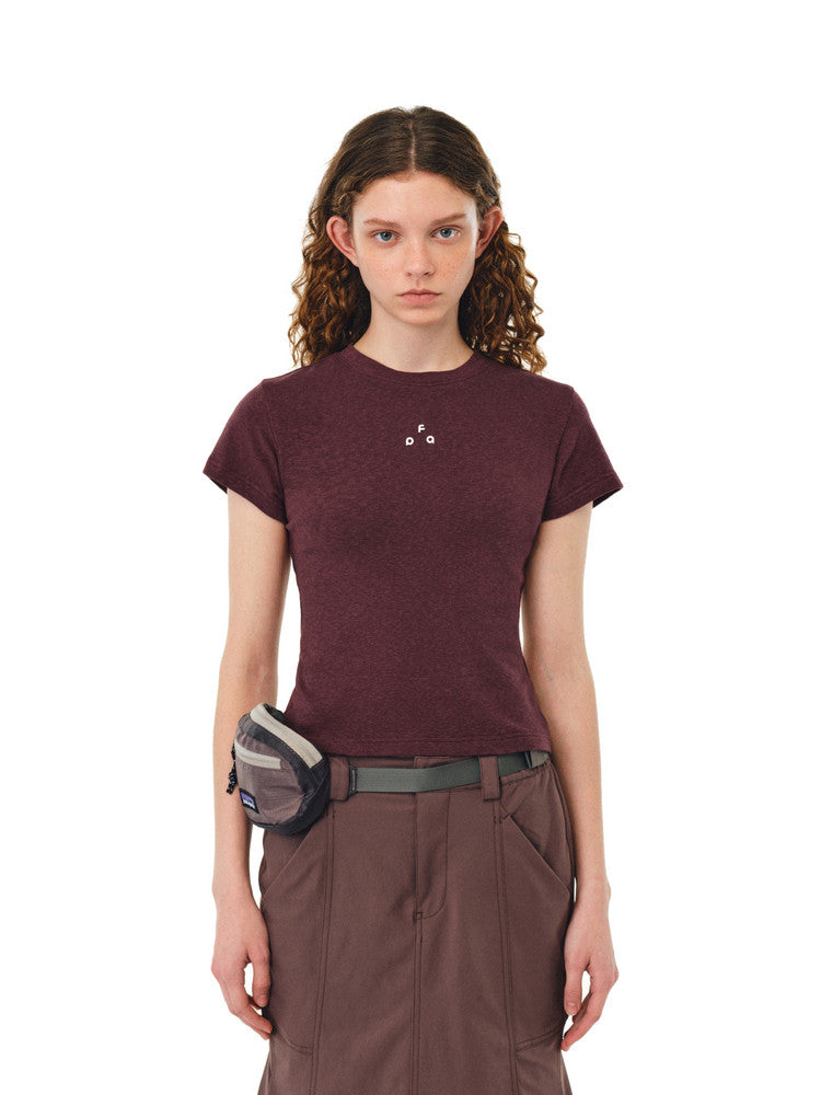 FPA Women's Athletic Short-Sleeve T-Shirt, Chinese Streetwear, Fitted, Cropped, Round Neck, Minimalist Logo, Summer