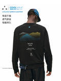 FPA Polka Dot Mountain Print Color-Block Long-Sleeve Sports T-Shirt, Autumn Round Neck Outdoor Print Couple Style Casual Tee for Men