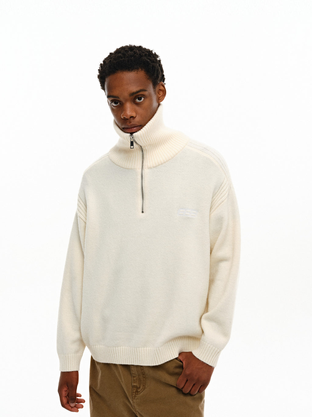 FPA Half-Zip High Neck Pullover Sweater – Spring/Fall 2026 New, Loose Fit, Minimalist Design Couple Knitwear