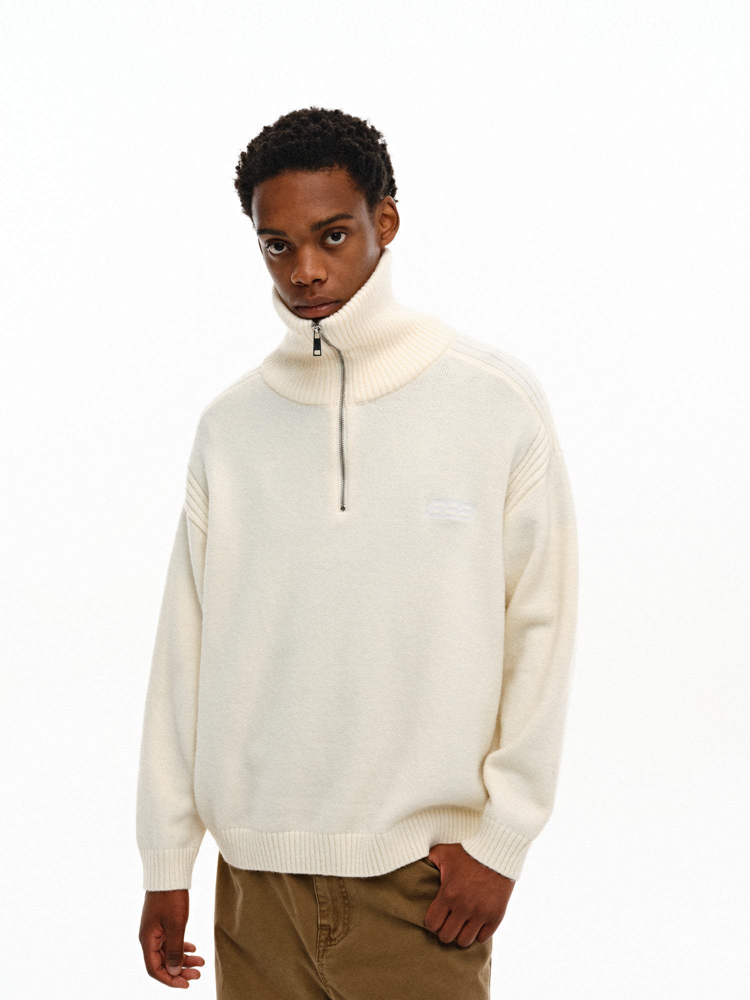 FPA Half-Zip High Neck Pullover Sweater – Spring/Fall 2026 New, Loose Fit, Minimalist Design Couple Knitwear