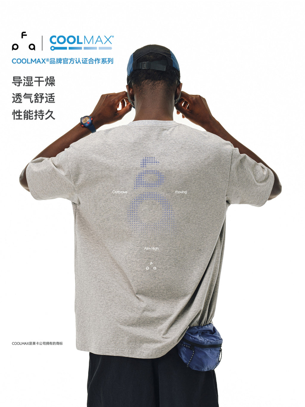 FPA Polka Dot Logo Gradient Quick-Dry Sports Short Sleeve T-Shirt for Men and Women