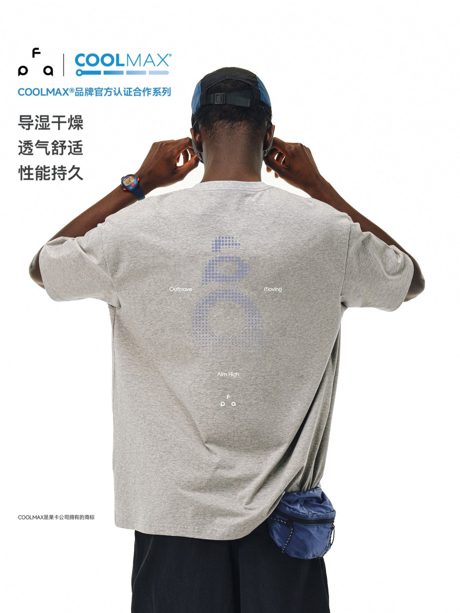 FPA Polka Dot Logo Gradient Quick-Dry Sports Short Sleeve T-Shirt for Men and Women