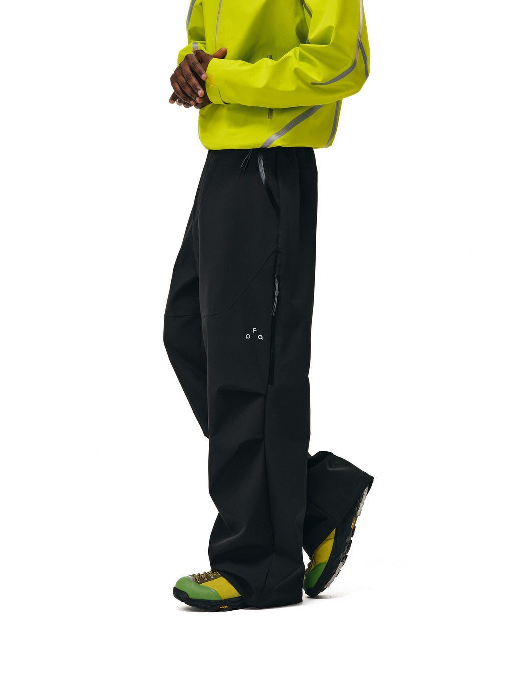 FPA Outdoor Softshell Casual Four-Way Stretch Skin-Friendly Drape Zipper Pants Men's Trendy Black Sports Pants
