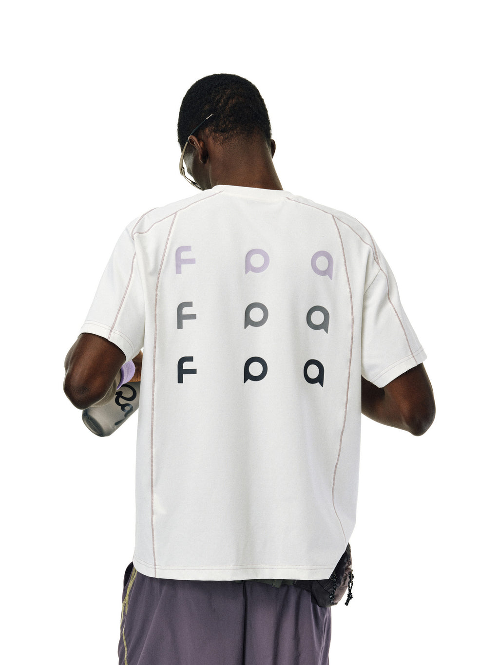 FPA Contrast Trim Textured Pique Short Sleeve Tee - Summer Chinese Streetwear Design Round Neck Couple Style T-Shirt for Men