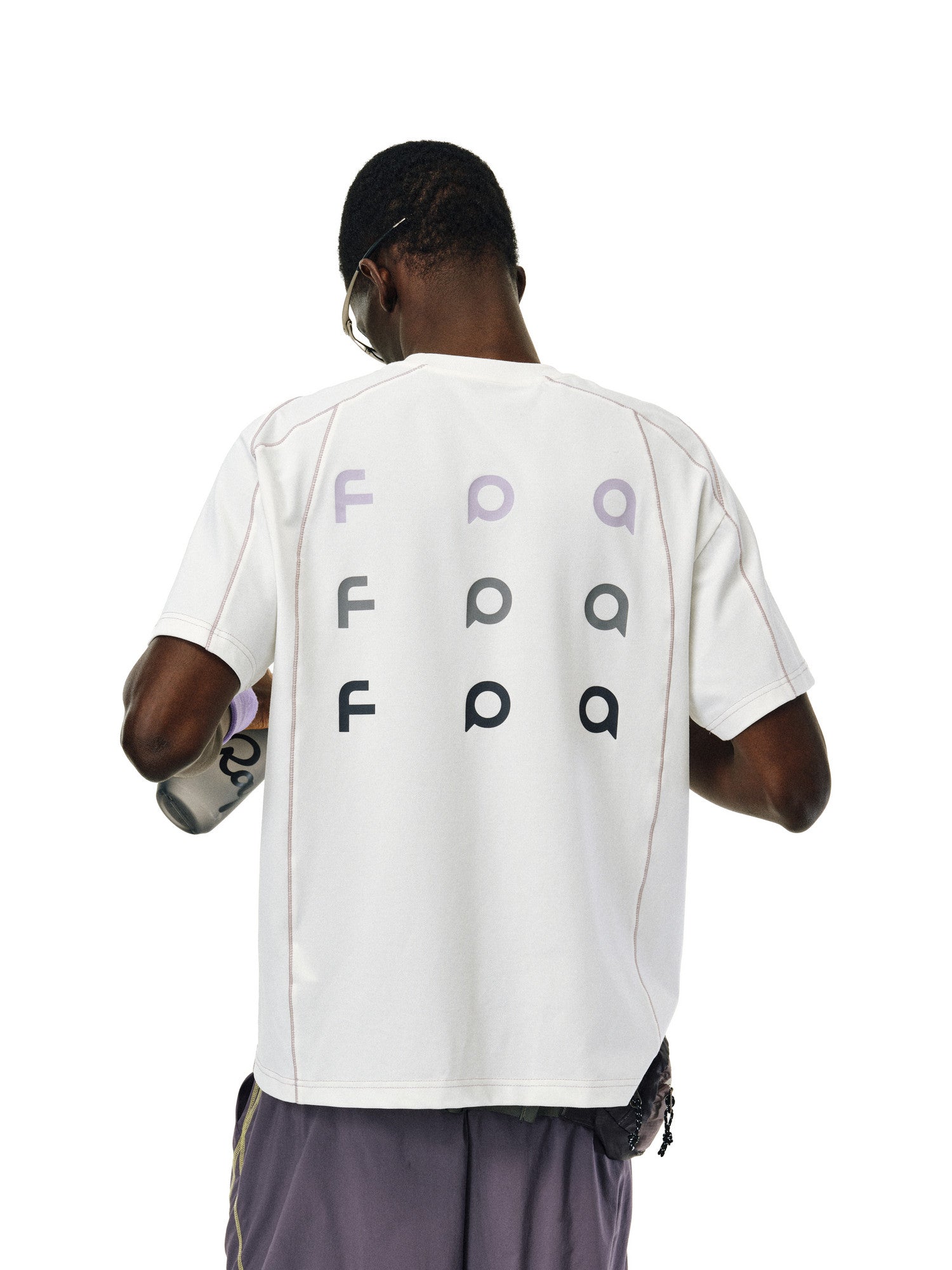 FPA Contrast Trim Textured Pique Short Sleeve Tee - Summer Chinese Streetwear Design Round Neck Couple Style T-Shirt for Men