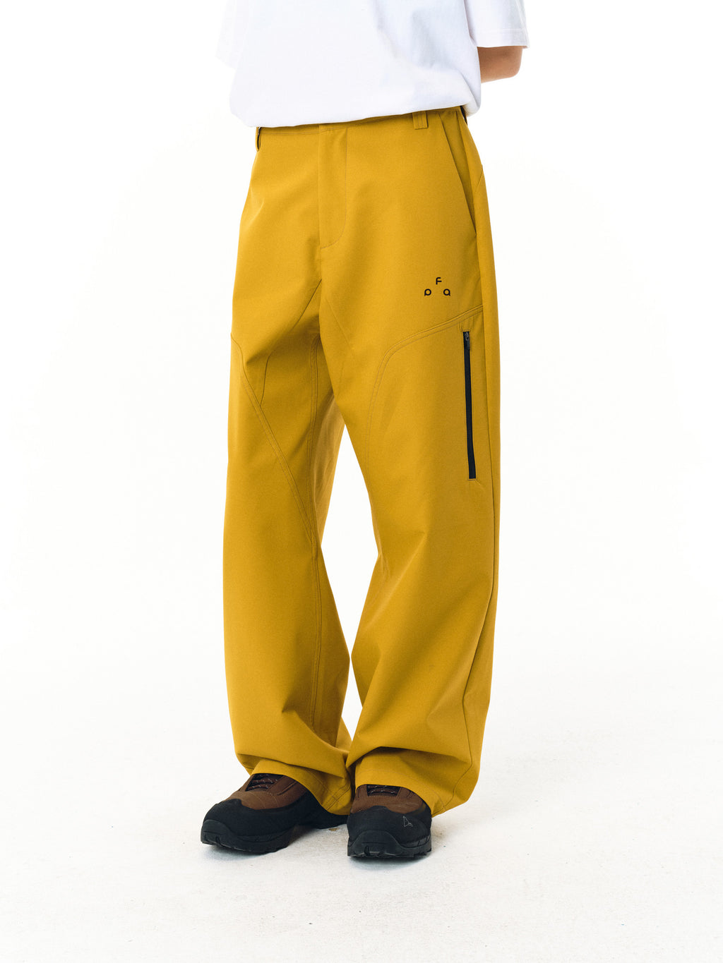 FPA Waterproof Softshell Outdoor Casual Pants – Chinese Street Style Loose Straight-Leg Windproof Hiking Sports Pants in Mustard Yellow