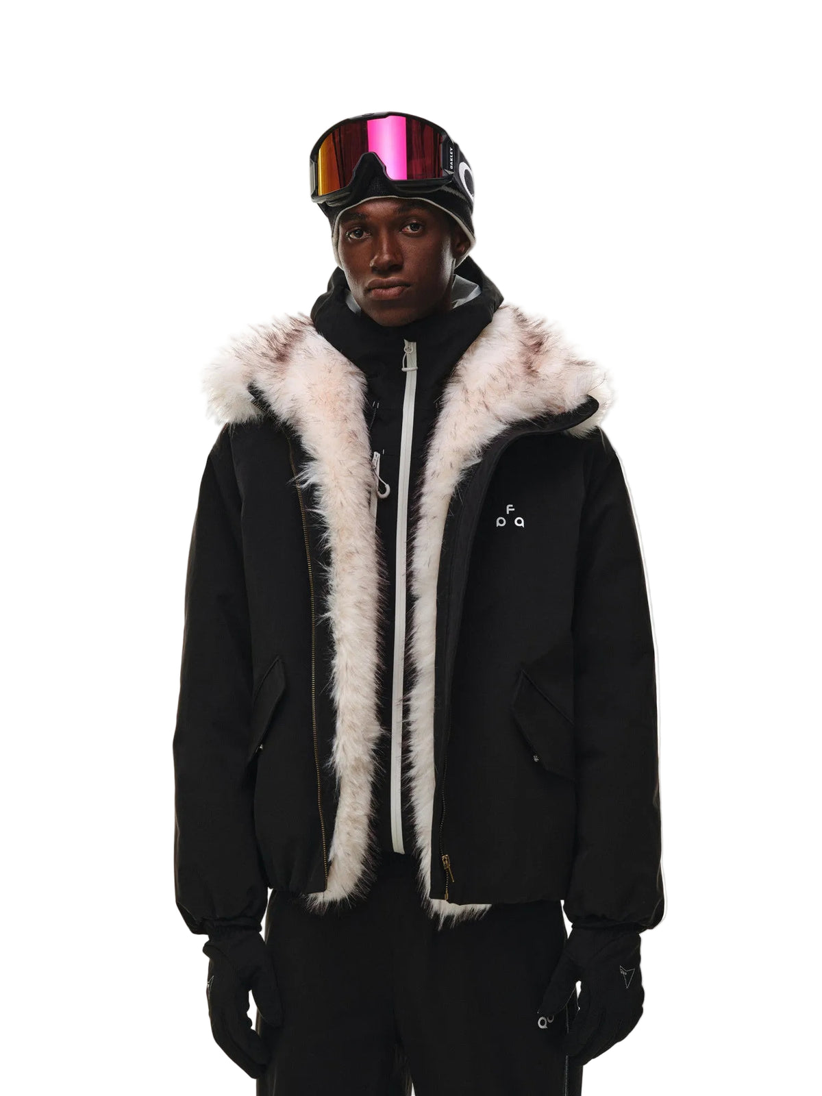 FPA Eco-Friendly Mink Fur Collar Black Parka Down Jacket