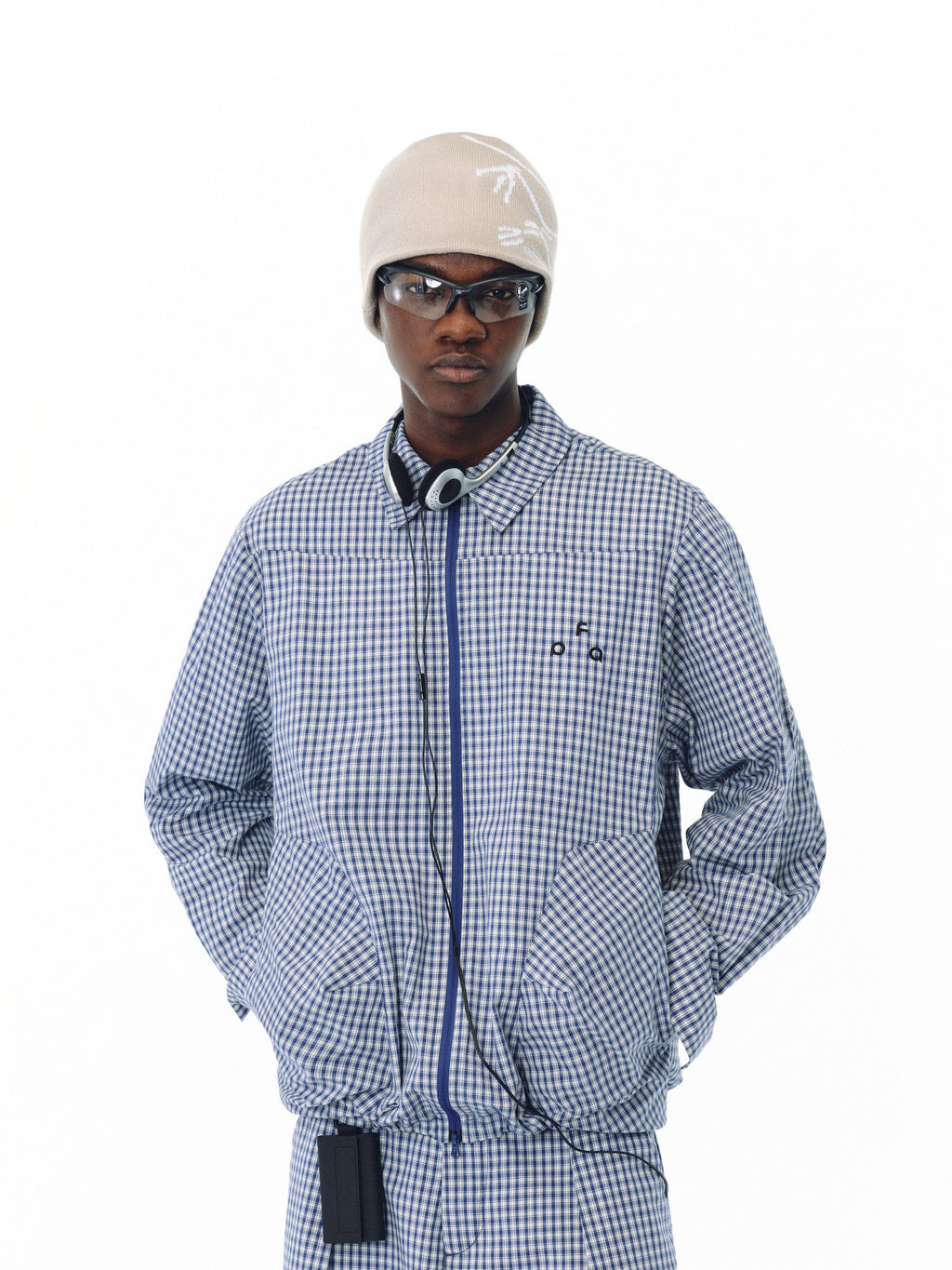 FPA City Plaid Casual Shirt Jacket - Chinese Streetwear Loose Fit Spring/Fall Couple Shirt with Polo Collar
