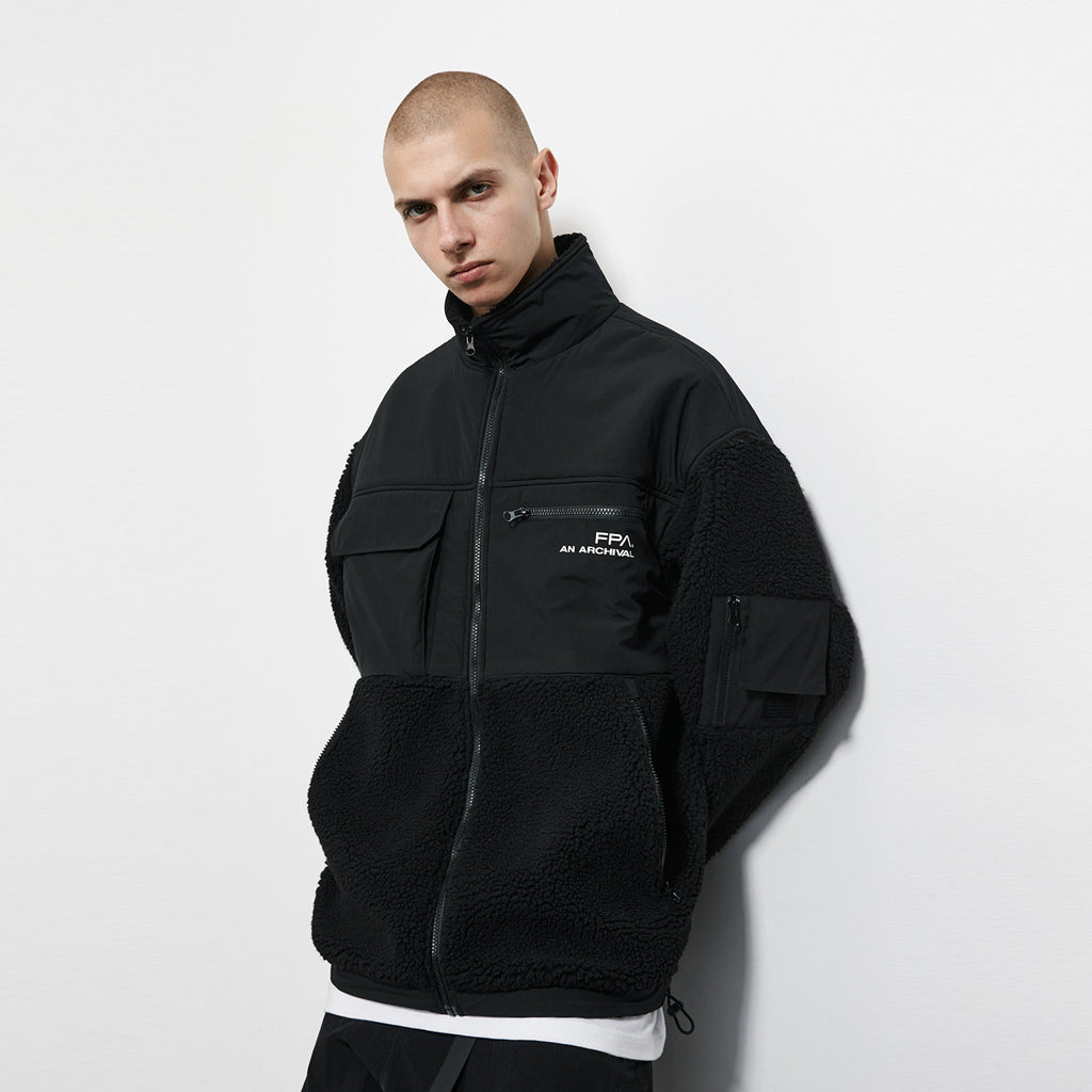 FPA (VENGETICE) Stand Collar Faux Shearling Quilted Cotton Jacket - Chinese Streetwear Winter Thick Coat