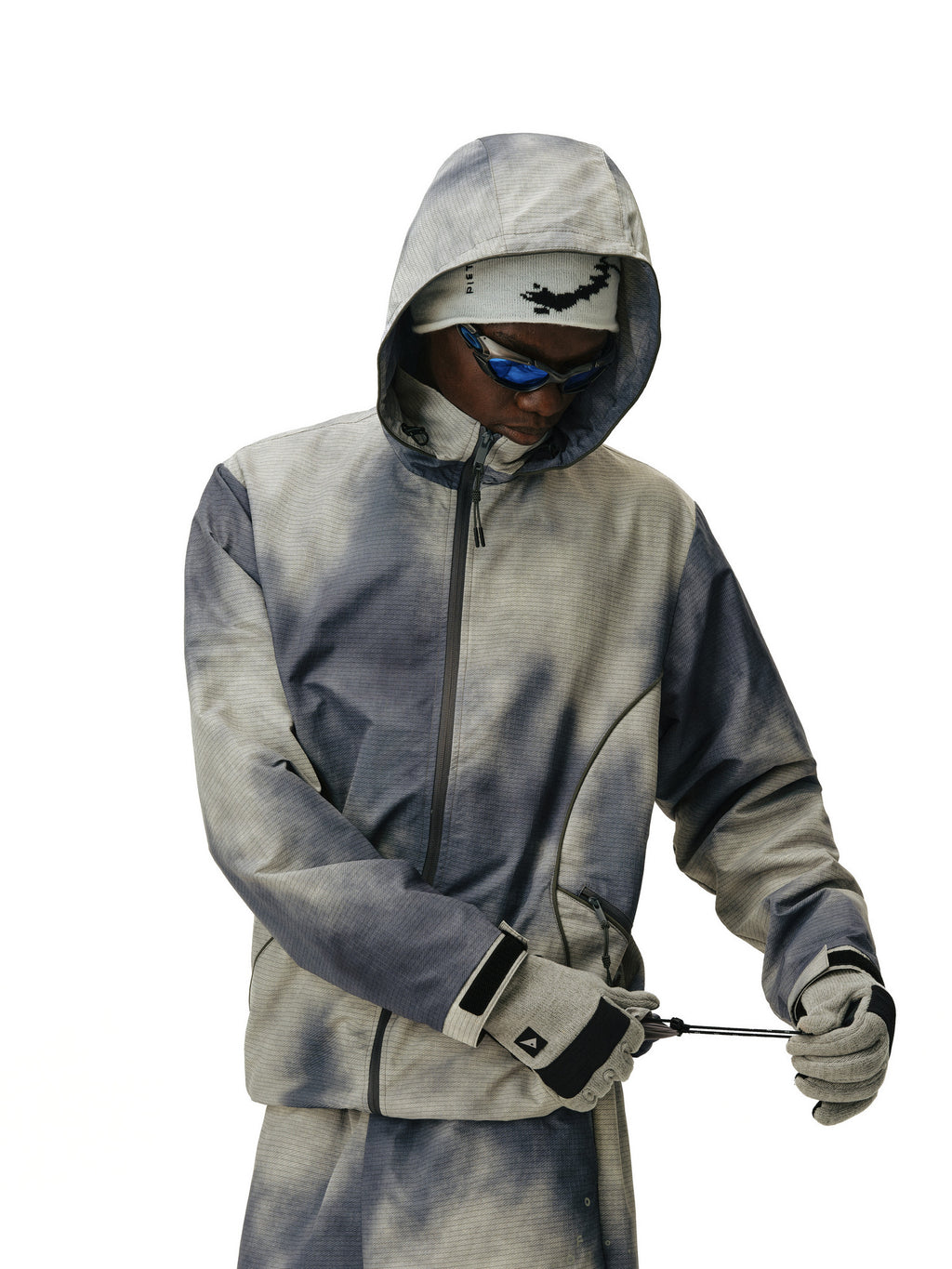 FPA Three-Proof Plaid Tie-Dye Outdoor Reflective Jacket – Chinese Streetwear Design, Loose Hooded Coat for Spring/Fall