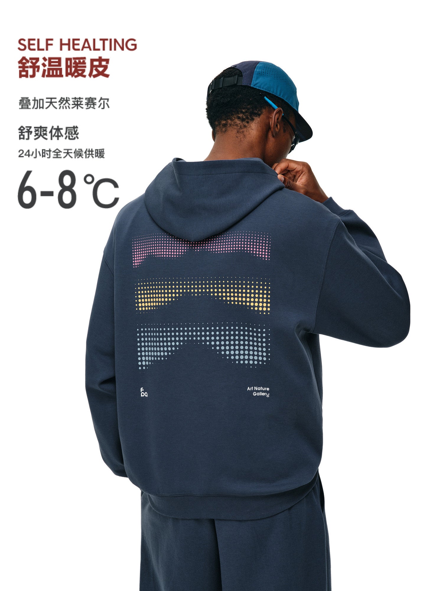 FPA Polka Dot Mountain Contrast Color Sports Hoodie Spring/Autumn Printed Casual Unisex Black Hooded Sweatshirt for Men