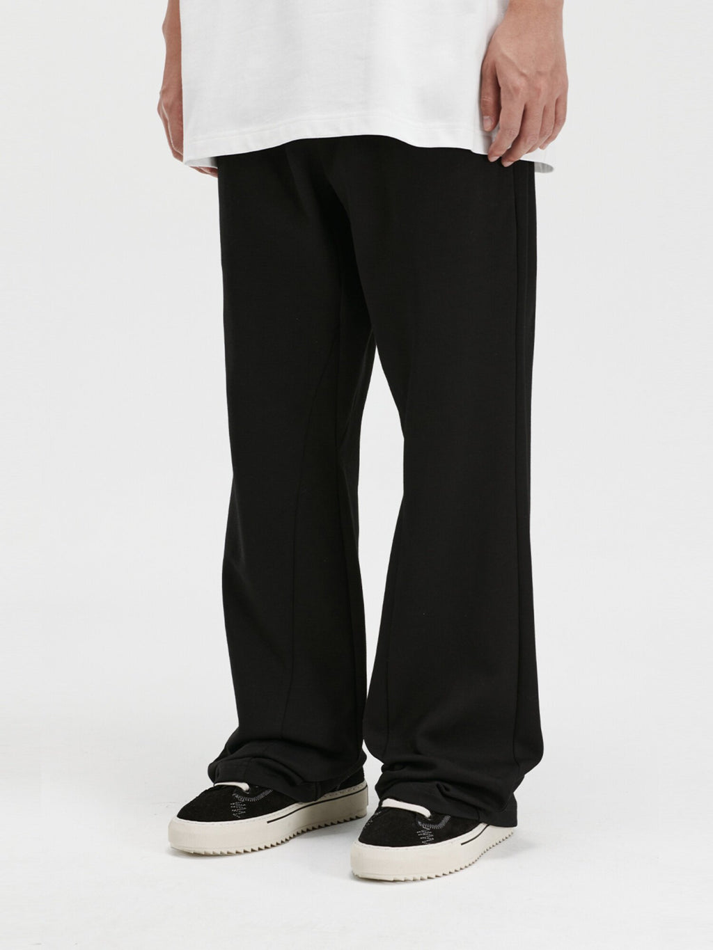 FPA Basic Flared Knit Sweatpants American Style Loose Summer Streetwear Trendy Black Casual Long Pants for Men